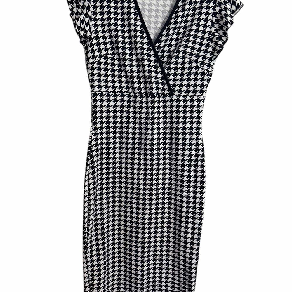 SHEIN Black & White Houndstooth Midi Dress Size M US 6 - Picture 5 of 7